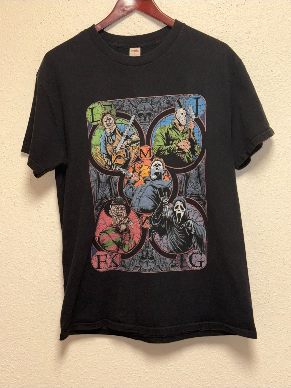 Fruit of the Loom Black mens Horror Villains Graphic Tee
